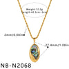 Women's Geometric Irregular Pendant Stainless Steel Necklace With Shell Inlay And Electroplated Finish
