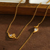 Women’s Geometric Irregular Zircon Inlaid Stainless Steel Necklace And Bracelet Set With 18K Vacuum Plated Finish