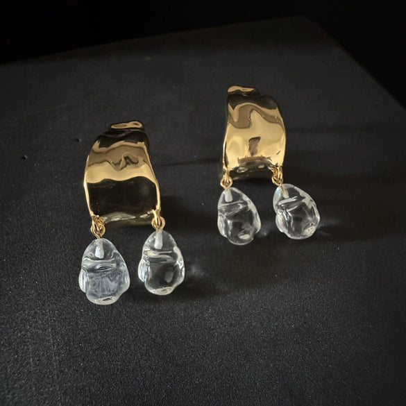 Women's Geometric 18K Goldplated Brass Pendant Earrings With 925 Silver Ear Needles Niche Style