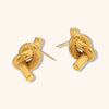 Women's Geometric Knotted Button Stud Earrings In Stainless Steel With Brushed Gold Plated Finish