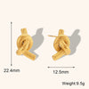 Women's Geometric Knotted Button Stud Earrings In Stainless Steel With Brushed Gold Plated Finish