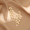 Women's Geometric Leaf Long Drop Earrings Retro Gold Plated Metal Design With Stainless Steel Posts Chic Statement Jewelry Wholesale