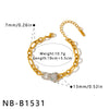 Women's Geometric Leopard Pendant Bracelet In Stainless Steel With Rhinestones And 18K Gold Vacuum Plating