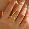 Women's Geometric Line Open Ring In Electroplated Stainless Steel With Light Luxury Minimalist Design