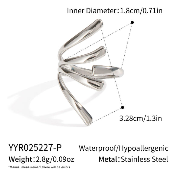Women's Geometric Line Silver Steel Ring With Electroplating Popular Rock Hiphop Jewelry