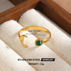Women's Geometric Line Stainless Steel Ring With Gemstone Accents And Gold Tone Electroplated Finish