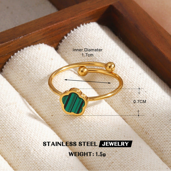Women's Geometric Line Stainless Steel Ring With Gemstone Accents And Gold Tone Electroplated Finish