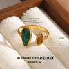 Women's Geometric Line Stainless Steel Ring With Gemstone Accents And Gold Tone Electroplated Finish