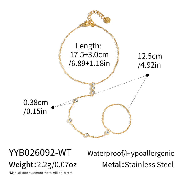 Women's Geometric Linked Bracelet With Cubic Zirconia Goldtone Stainless Steel And Vacuum Electroplated Finish
