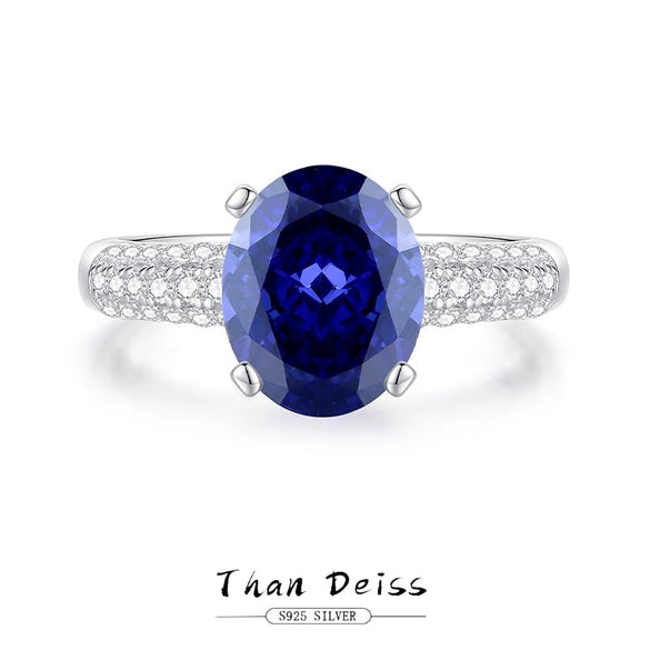Women's Geometric Little Fresh Style Tanzanite Ring Set With Diamonds Made Of 925 Sterling Silver