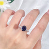 Women's Geometric Little Fresh Style Tanzanite Ring Set With Diamonds Made Of 925 Sterling Silver