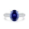 Women's Geometric Little Fresh Style Tanzanite Ring Set With Diamonds Made Of 925 Sterling Silver