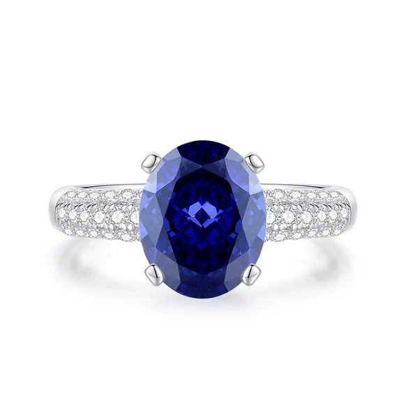Women's Geometric Little Fresh Style Tanzanite Ring Set With Diamonds Made Of 925 Sterling Silver