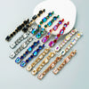 Women's Geometric Long Tassel Earrings With Shiny Alloy And Colored Diamond Details Fashion Statement Jewelry