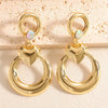 Women's Geometric Love Circle Hoop Earrings With Stainless Steel Posts Electroplated Alloy Fashion Jewelry Wholesale