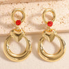 Women's Geometric Love Circle Hoop Earrings With Stainless Steel Posts Electroplated Alloy Fashion Jewelry Wholesale
