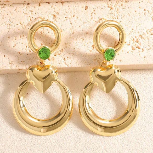 Women's Geometric Love Circle Hoop Earrings With Stainless Steel Posts Electroplated Alloy Fashion Jewelry Wholesale