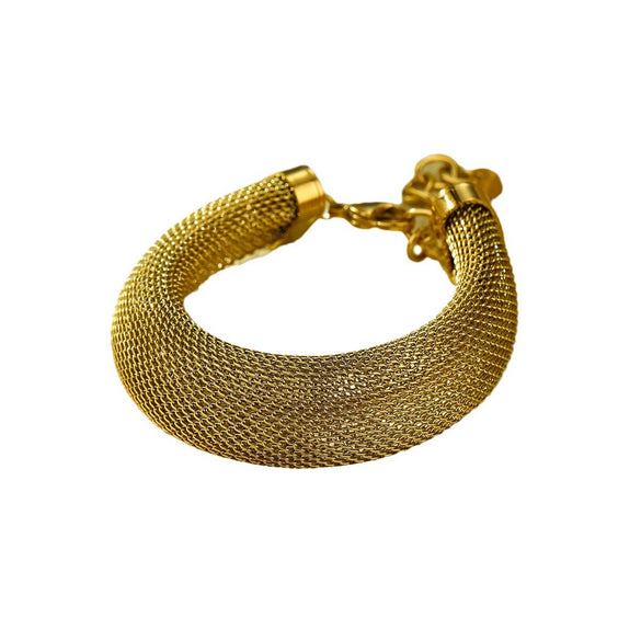 Women's Geometric Mesh Stainless Steel And 18K Titanium Steel Electroplated Bracelet With Personality Exaggerated Highend Sense And Not Fading Hollow Design