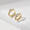 Women's Geometric Metal Ear Buckle Earrings With Zircon Inlay Concave Convex Electroplated Fold Design