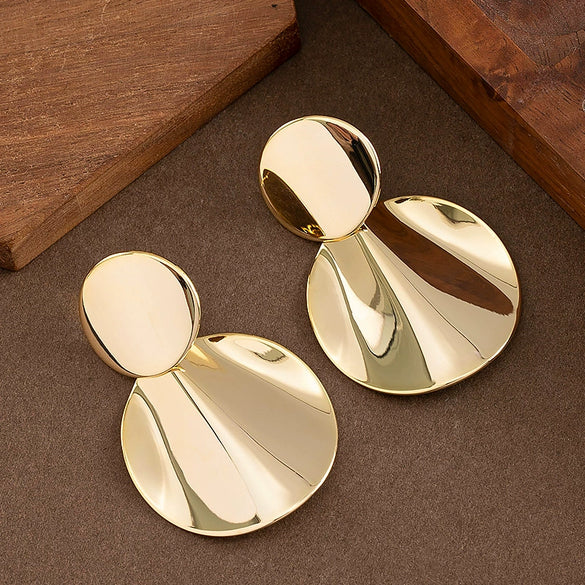 Women's Geometric Metal Earrings With Real Goldplated Finish Minimalist Light Luxury Fashion Jewelry