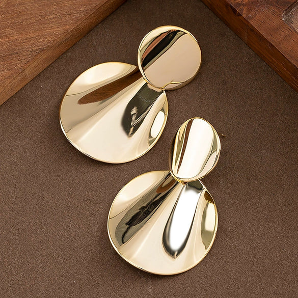 Women's Geometric Metal Earrings With Real Goldplated Finish Minimalist Light Luxury Fashion Jewelry