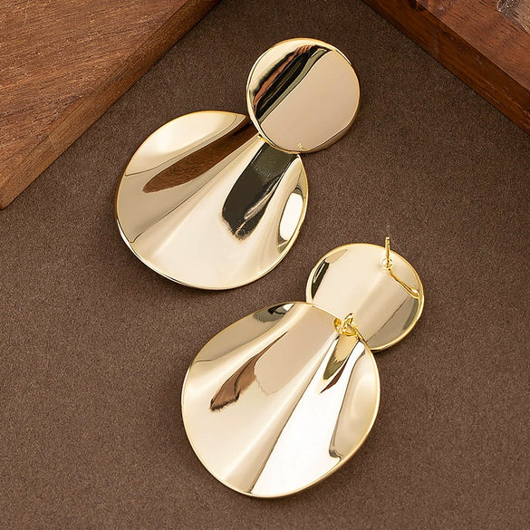 Women's Geometric Metal Earrings With Real Goldplated Finish Minimalist Light Luxury Fashion Jewelry