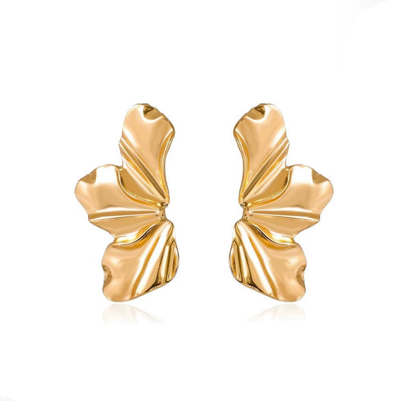Women's Geometric Metal Pearl Earrings With Electroplated Finish Exaggerated Retro Fashion Statement Jewelry