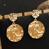 Women's Geometric Metal Statement Drop Earrings With Round Pattern And Minimalist Design