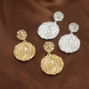 Women's Geometric Metal Statement Drop Earrings With Round Pattern And Minimalist Design