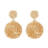 Women's Geometric Metal Statement Drop Earrings With Round Pattern And Minimalist Design