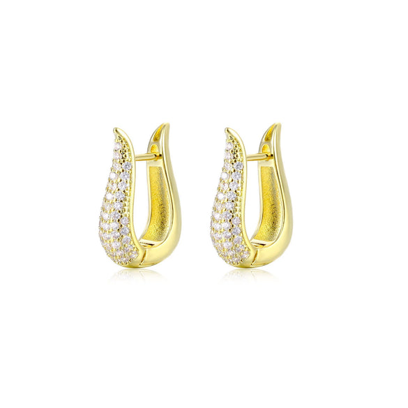 Women's Geometric Micro Paved Zircon Stud Earrings In Environmental Protection Copper With Full Zircon Inlay Trendy Jewelry