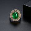 Women's Geometric Minimalist Copper Ring With Zircon And Chrysoprase Cabochon Detail