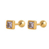 Women's Geometric Minimalist Titanium Steel Birthstone Earrings And Necklace With Diamond Treatment