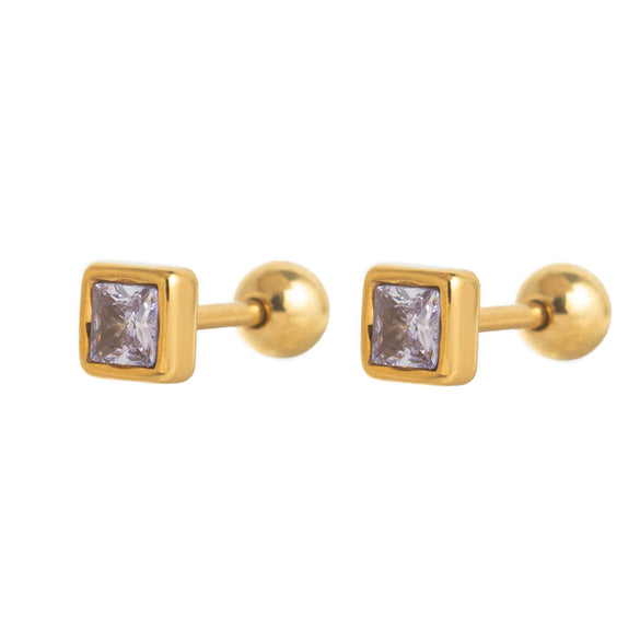 Women's Geometric Minimalist Titanium Steel Birthstone Earrings And Necklace With Diamond Treatment