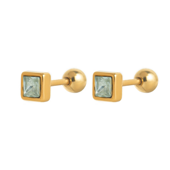 Women's Geometric Minimalist Titanium Steel Birthstone Earrings And Necklace With Diamond Treatment