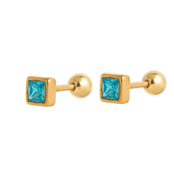 Women's Geometric Minimalist Titanium Steel Birthstone Earrings And Necklace With Diamond Treatment