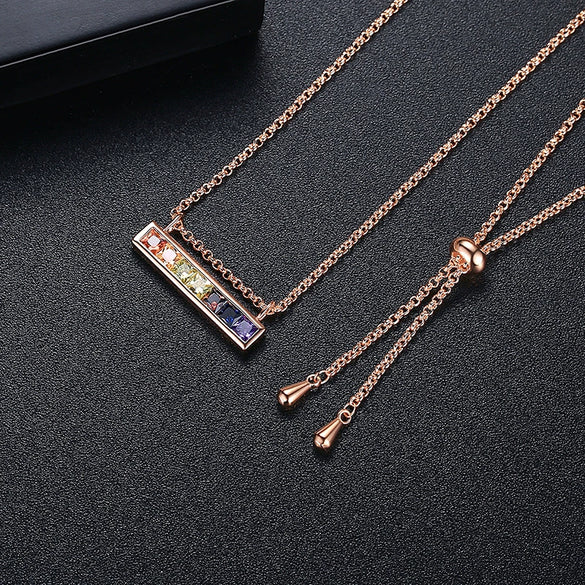 Women's Geometric Mixed Gemstone Pendant Necklace With Electroplated Copper Ochain
