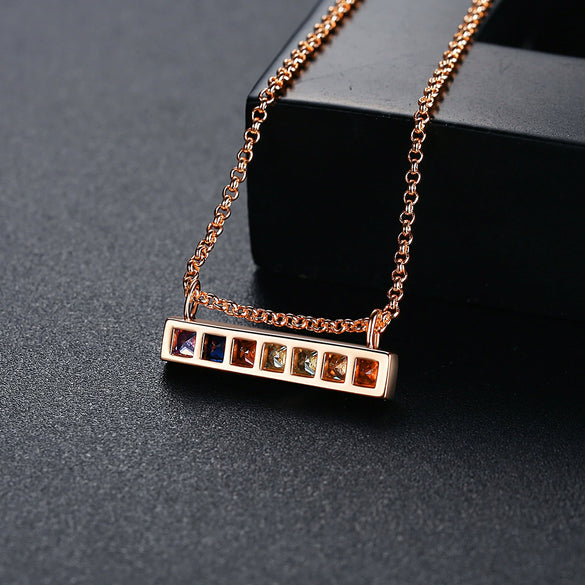 Women's Geometric Mixed Gemstone Pendant Necklace With Electroplated Copper Ochain
