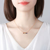 Women's Geometric Mixed Gemstone Pendant Necklace With Electroplated Copper Ochain