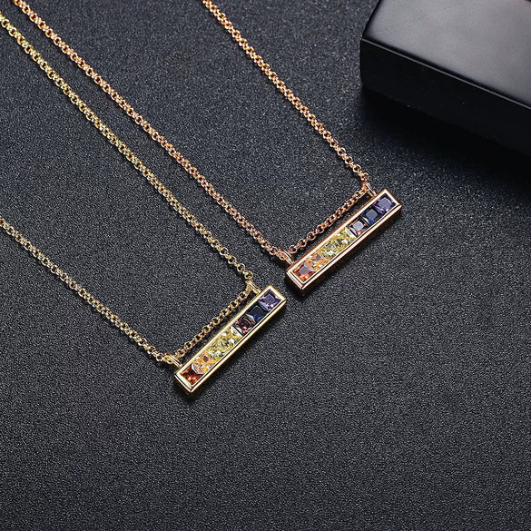 Women's Geometric Mixed Gemstone Pendant Necklace With Electroplated Copper Ochain