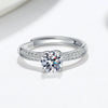 Women's Geometric Moissanite Ring In S925 Sterling Silver With Electroplated Finish Adjustable Open Ring
