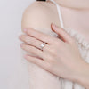 Women's Geometric Moissanite Ring In S925 Sterling Silver With Electroplated Finish Adjustable Open Ring