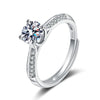 Women's Geometric Moissanite Ring In S925 Sterling Silver With Electroplated Finish Adjustable Open Ring