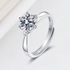 Women's Geometric Moissanite Ring In 925 Silver With Classic Six Prong Setting Electroplated Adjustable Open Band
