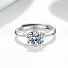 Women's Geometric Moissanite Ring In 925 Silver With Classic Six Prong Setting Electroplated Adjustable Open Band