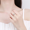 Women's Geometric Moissanite Ring In 925 Sterling Silver With Electroplated Finish Adjustable Open Band Fine Jewelry