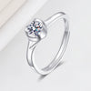Women's Geometric Moissanite Ring In 925 Sterling Silver With Electroplated Finish Adjustable Open Band Fine Jewelry