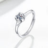 Women's Geometric Moissanite Ring In 925 Sterling Silver With Electroplated Finish Adjustable Open Band Fine Jewelry