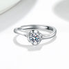 Women's Geometric Moissanite Ring In 925 Sterling Silver With Electroplated Finish Adjustable Open Band Fine Jewelry