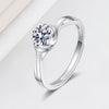 Women's Geometric Moissanite Ring In 925 Sterling Silver With Electroplated Finish Adjustable Open Ring